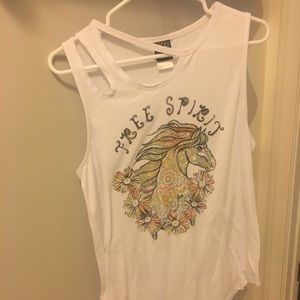 white colorful tank top with horse